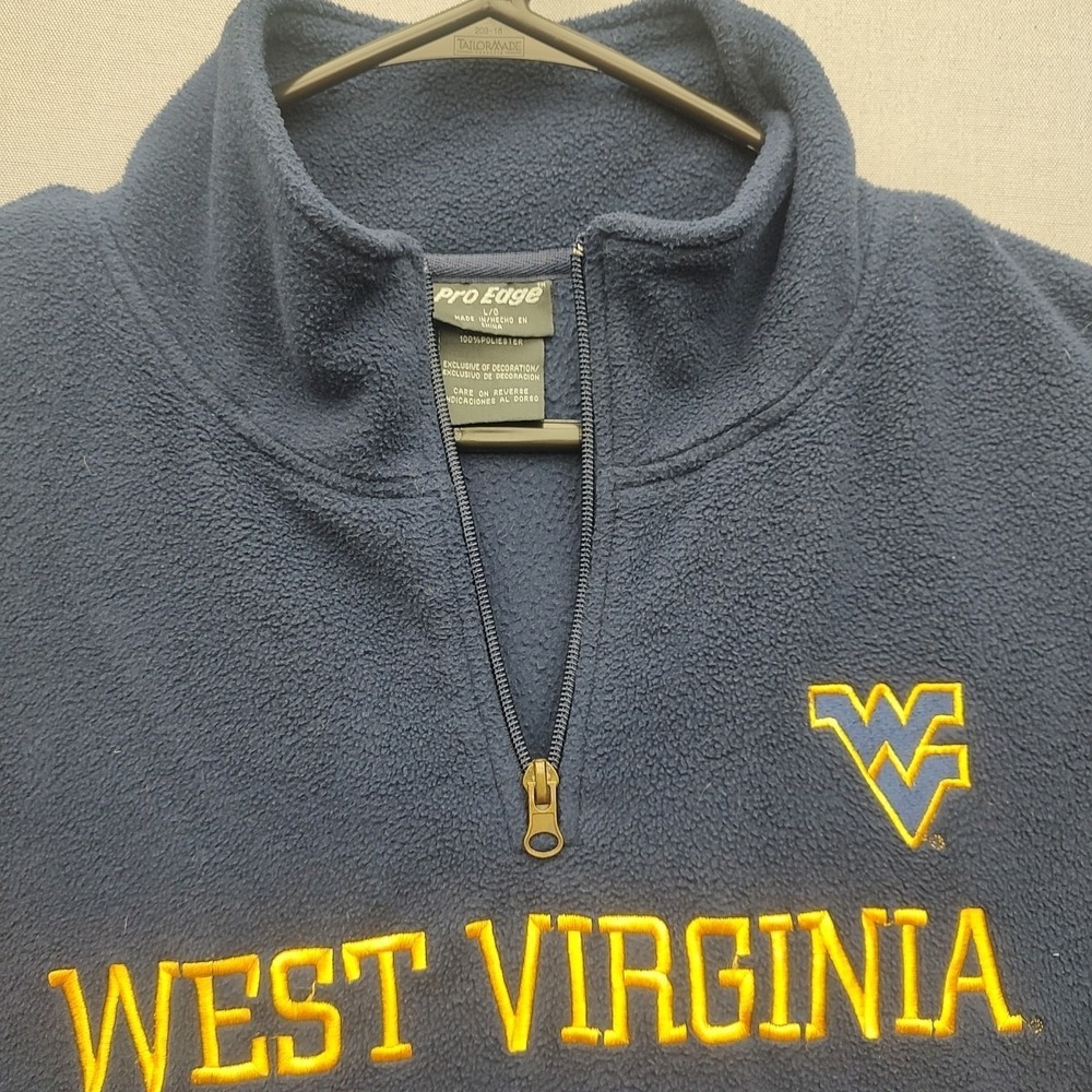 West Virginia Pro Edge Men's‎ Black And Gold Lettering 1/4 Zip Pullover Large